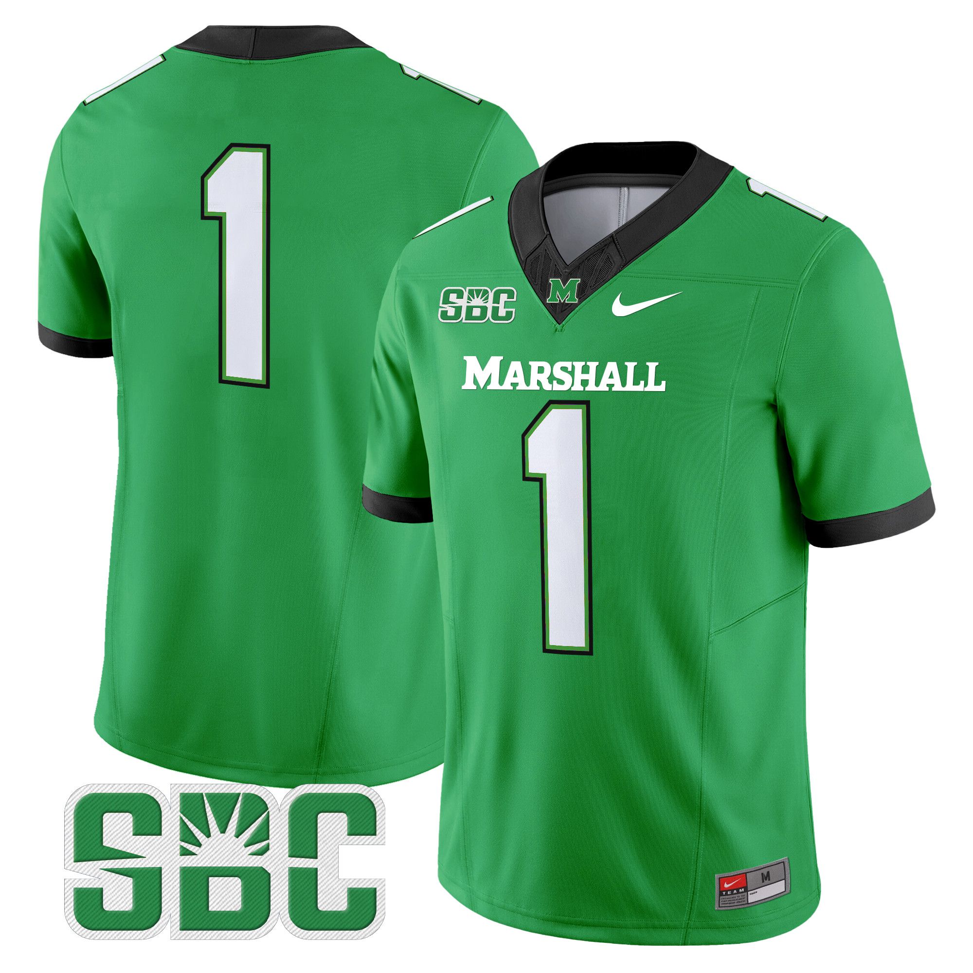 Men Marshall Thundering Herd #1 No Name Green Nike 2024 Vapor Limited NCAA Jersey style 1